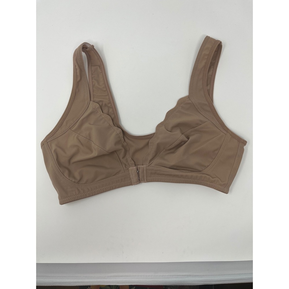 Wireless Bralette Women M Nude Scalloped Front Closure VNeck Comfort Stretch